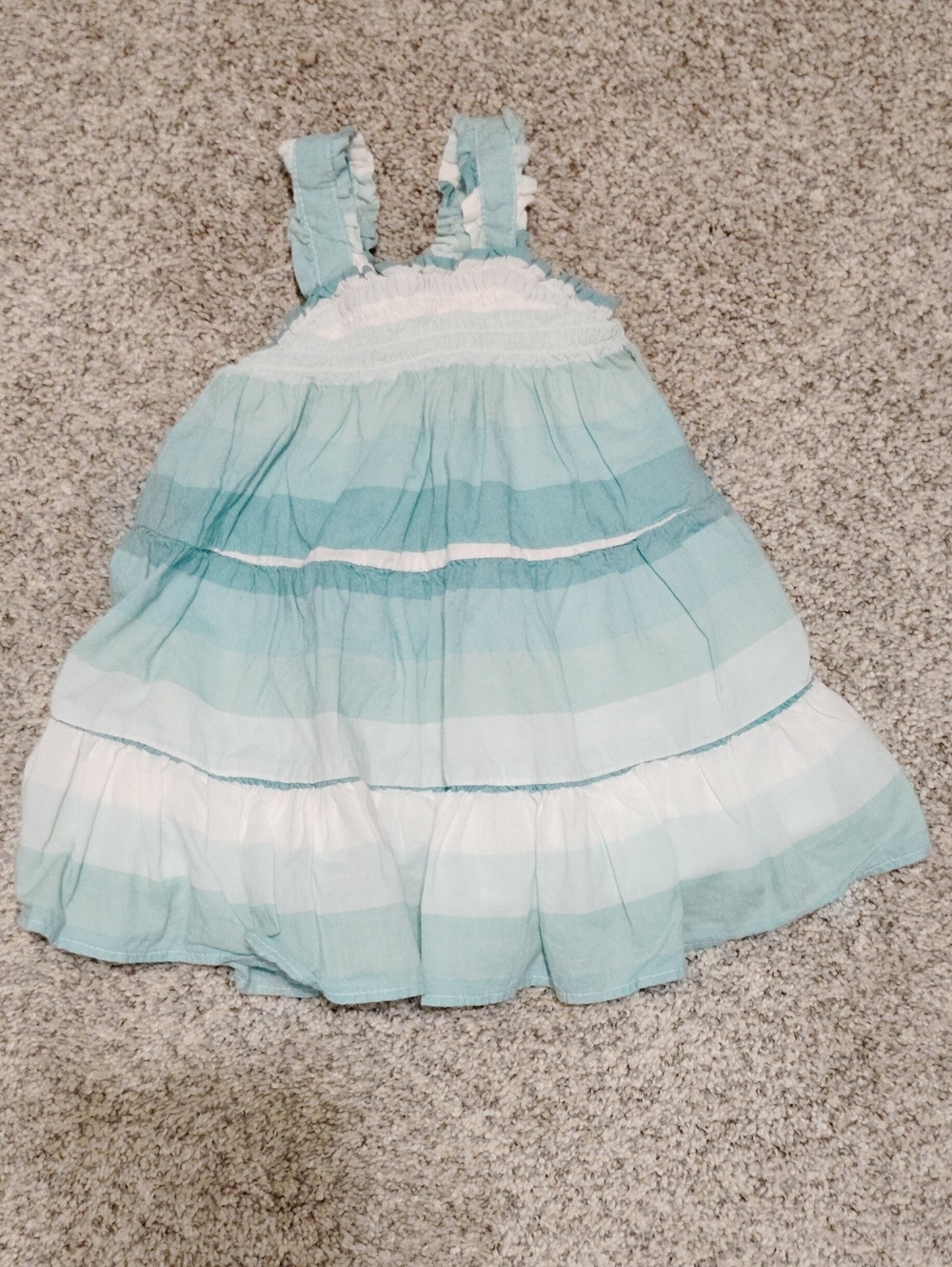 GAP Aqua and White Striped Tiered Sundress